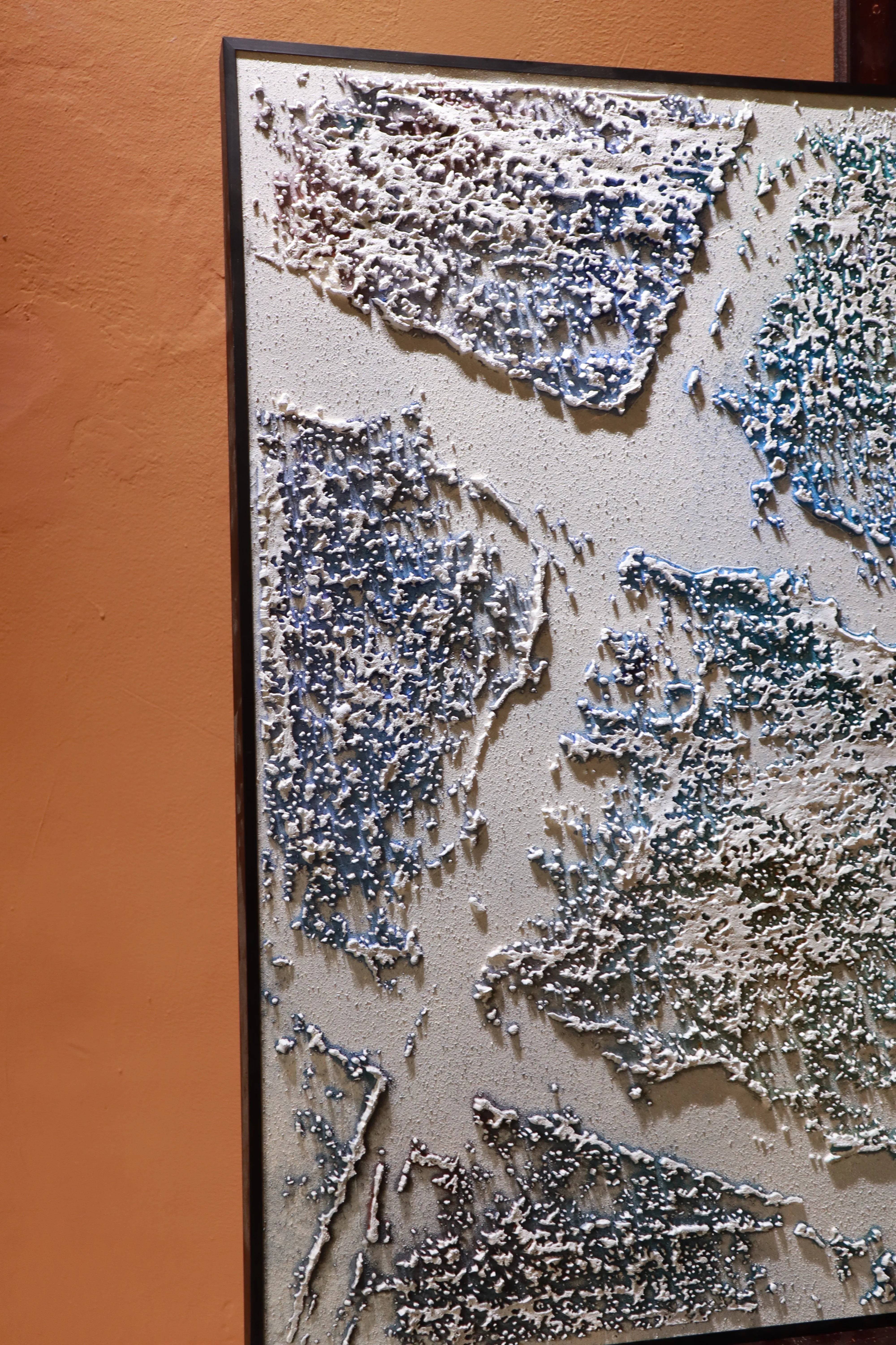Glacial Ice Blue Textured Abstract Art PM#3607