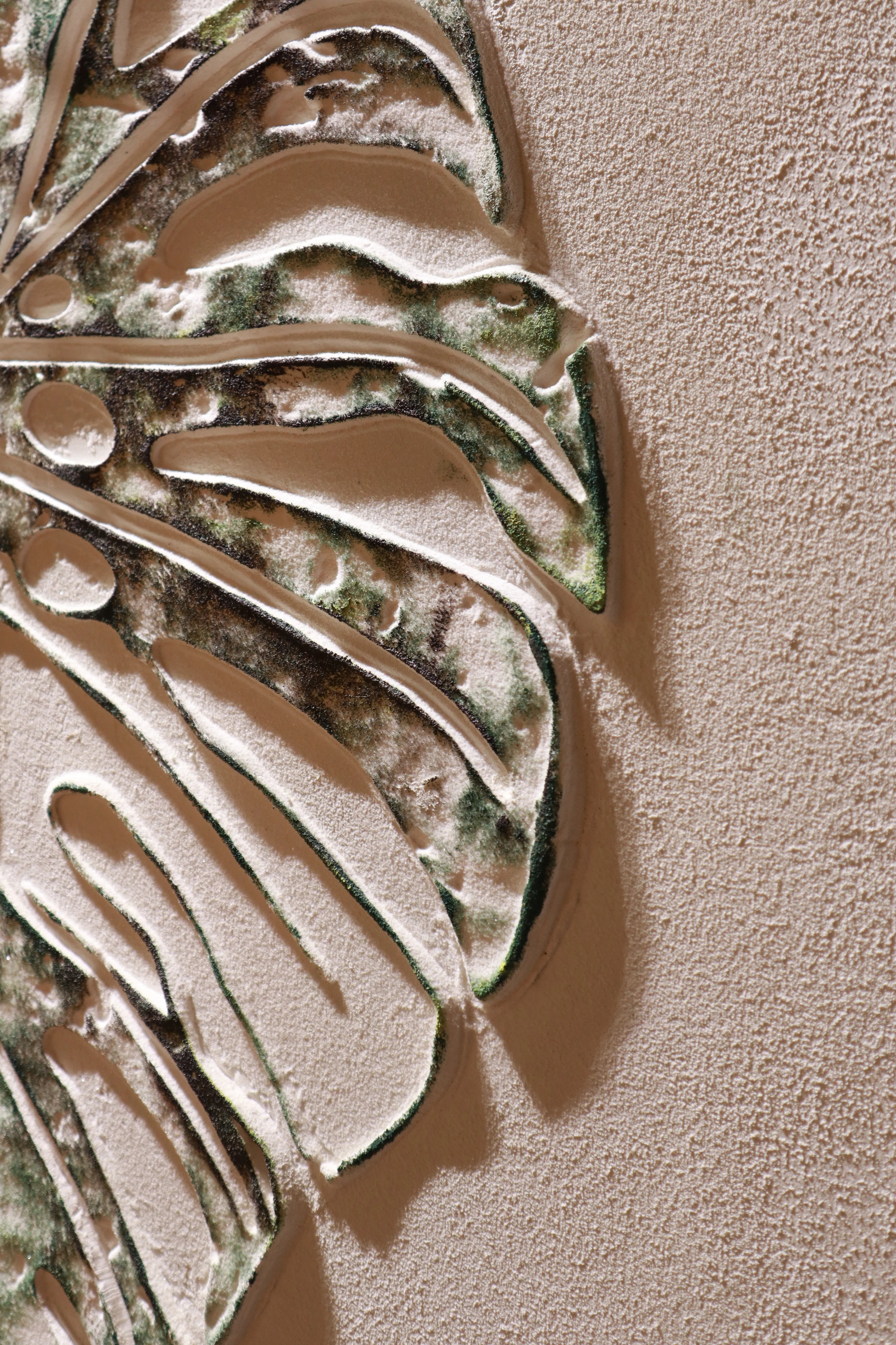Variegated Monstera Relief Textured Abstract Art PM#3624