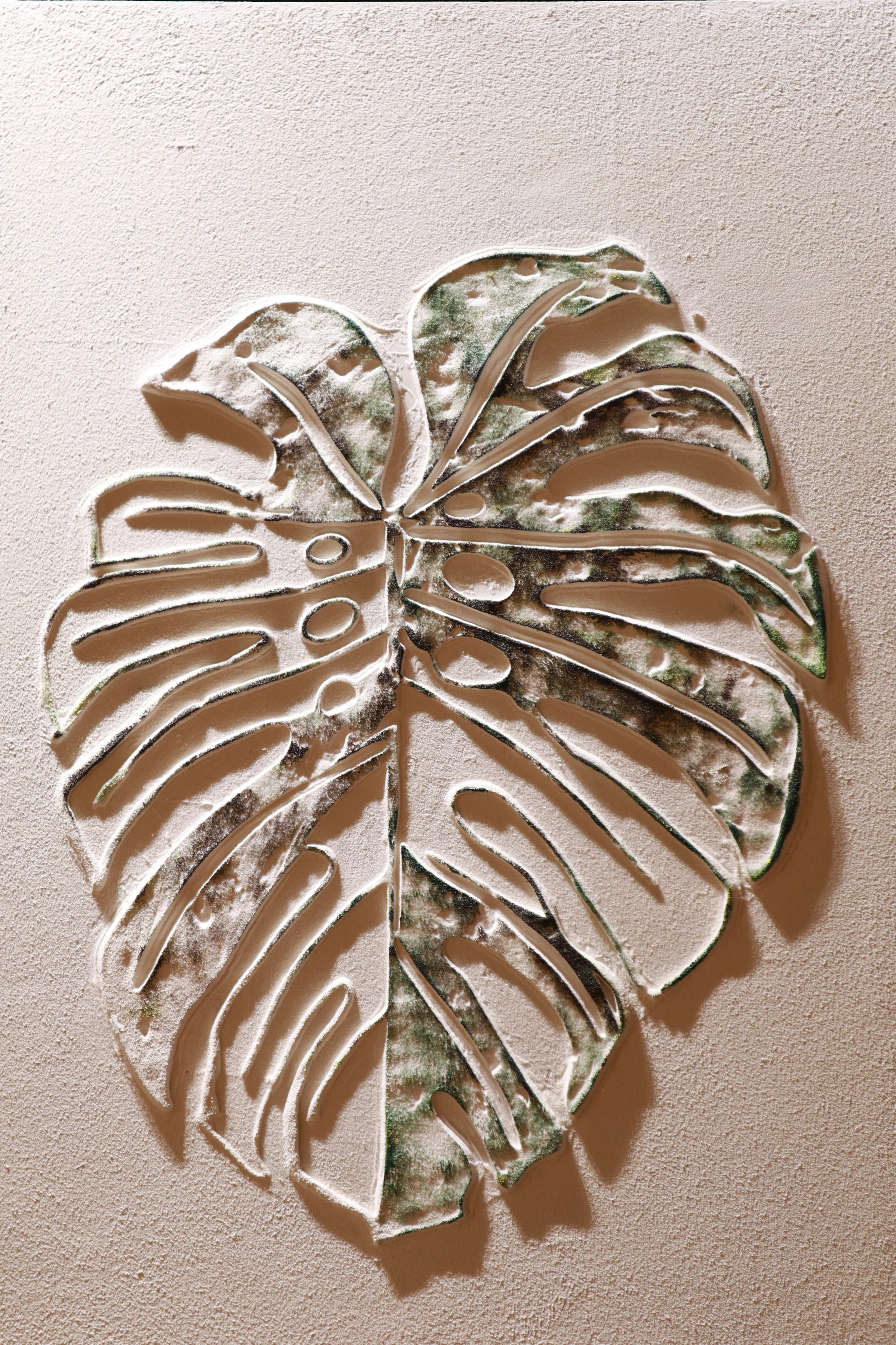 Variegated Monstera Relief Textured Abstract Art PM#3624