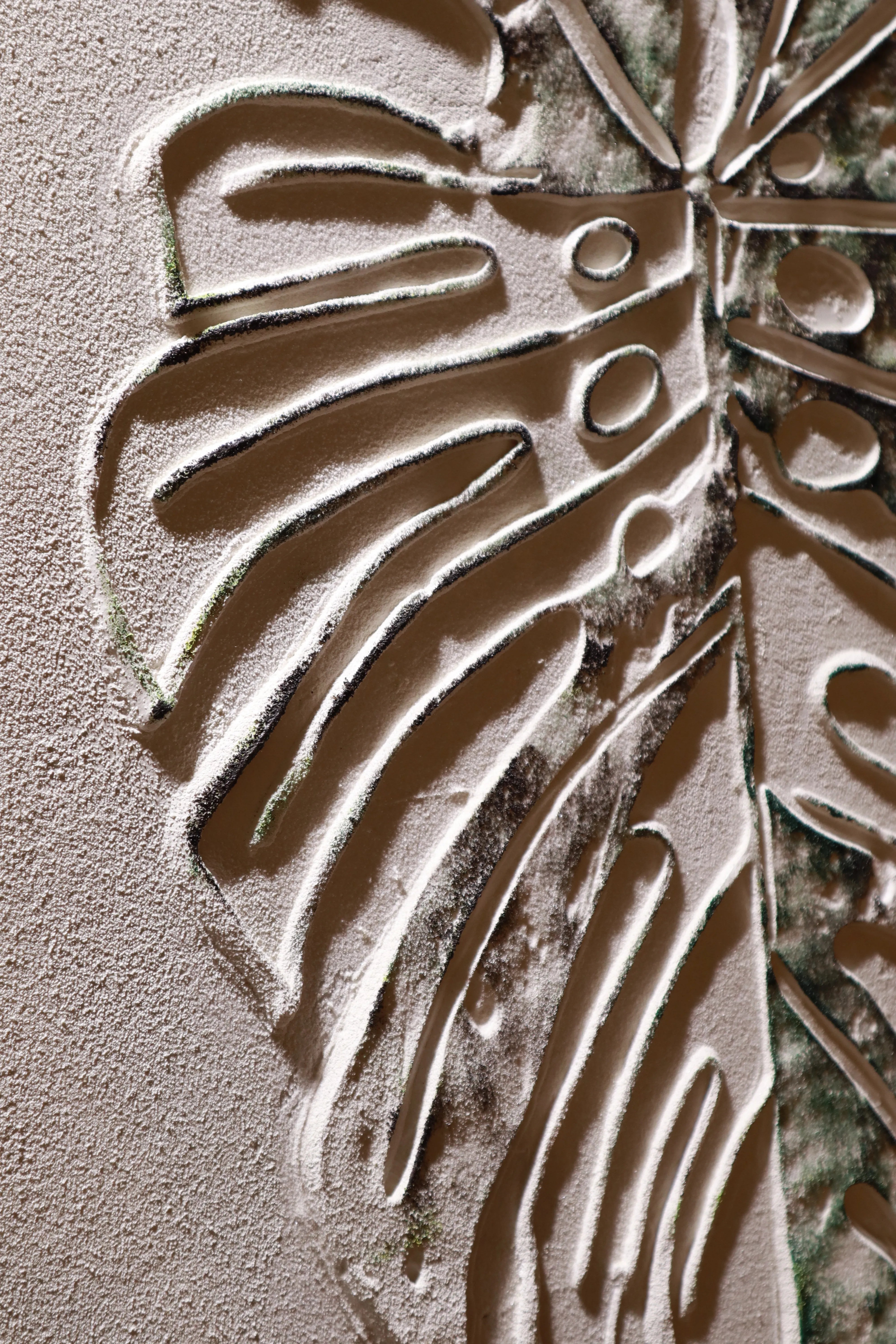 Variegated Monstera Relief Textured Abstract Art PM#3624