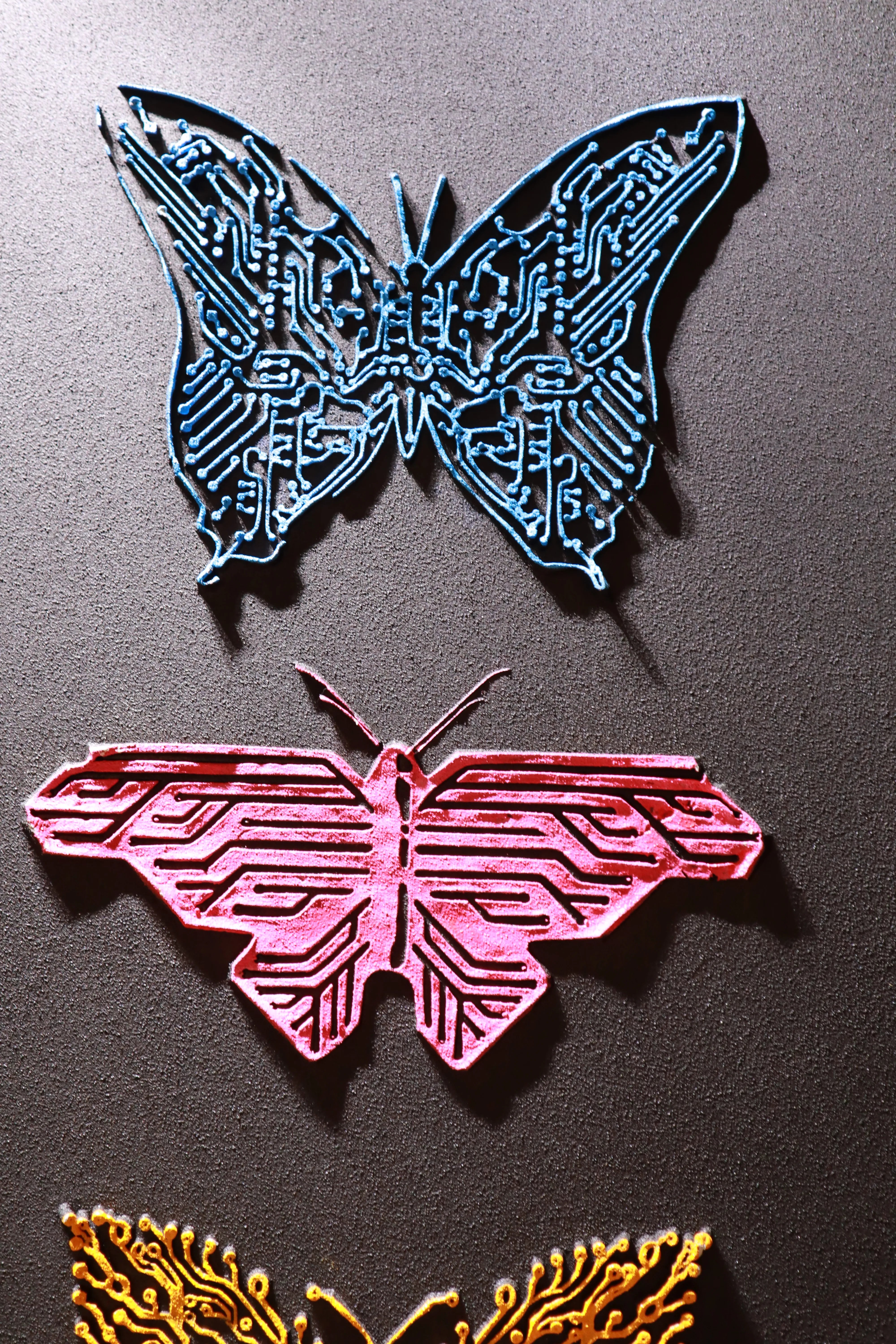Modern Cyber Butterfly Relief Print YY#1512