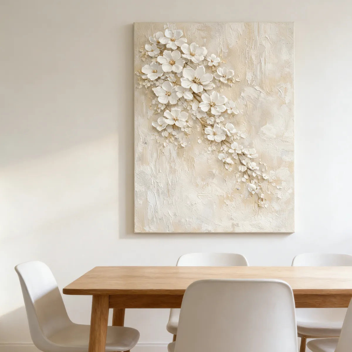 Ivory Textured Blossom Painting AA#0209