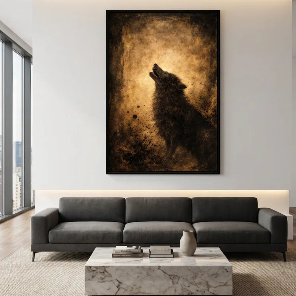 Midnight Echo-Howling Wolf Painting AP#06201