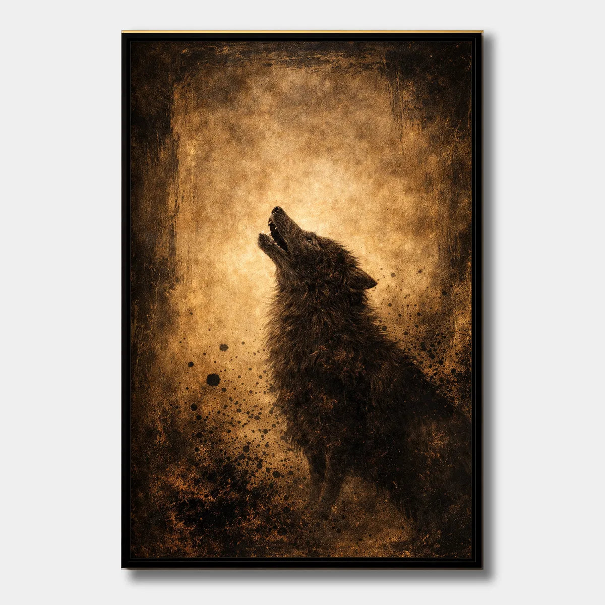 Midnight Echo-Howling Wolf Painting AP#06201