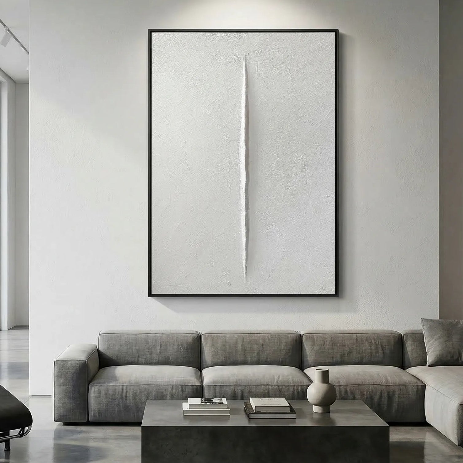 Minimalist White Relief Abstract Painting PM#3115