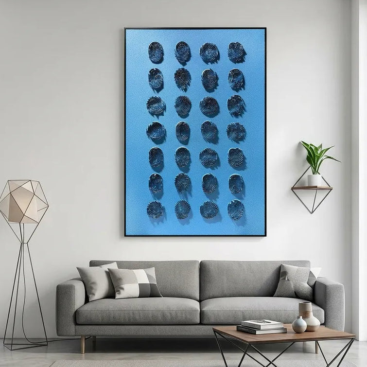 Modern Blue Fingerprint Relief Print YY#1526