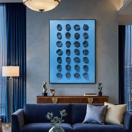 Modern Blue Fingerprint Relief Print YY#1526