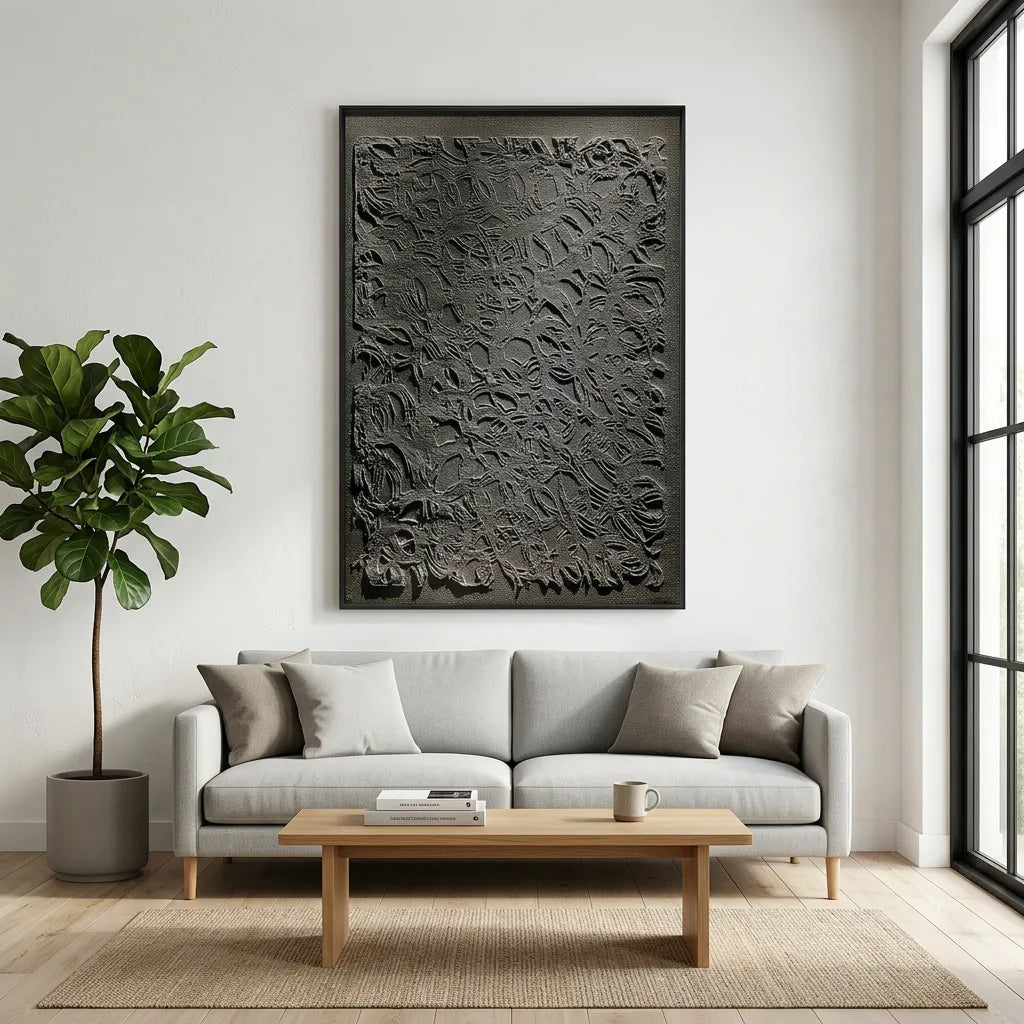 Modern Brutalist Carved Relief Print YY#1527