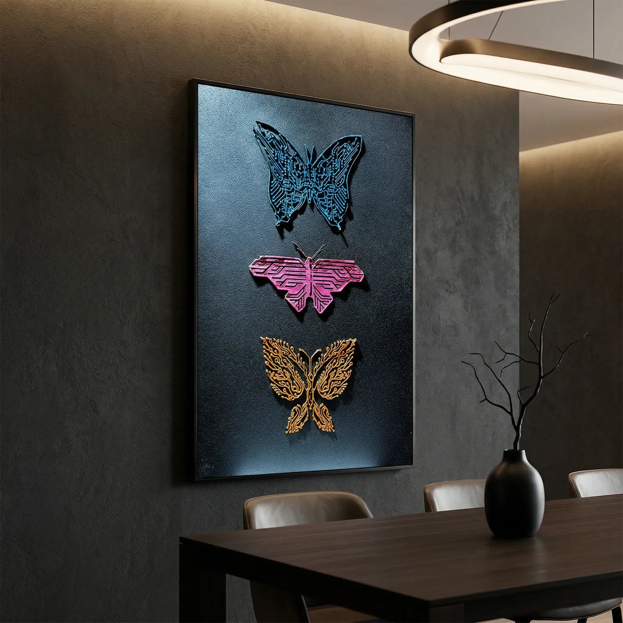 Modern Cyber Butterfly Relief Print YY#1512