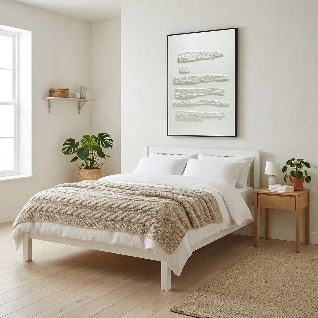 Modern Minimalist White Calligraphy Relief Print YY#1531