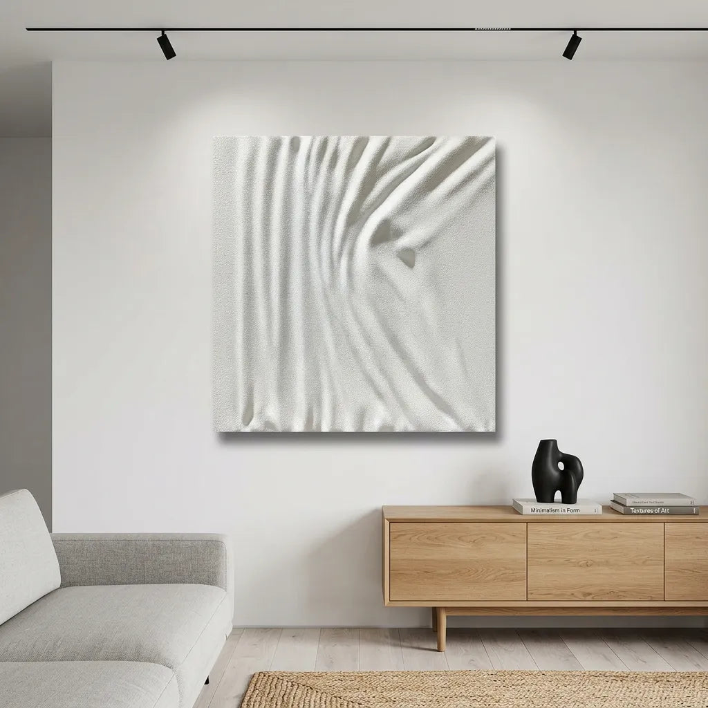 Modern White Silk Ripple Relief Print YY#1507