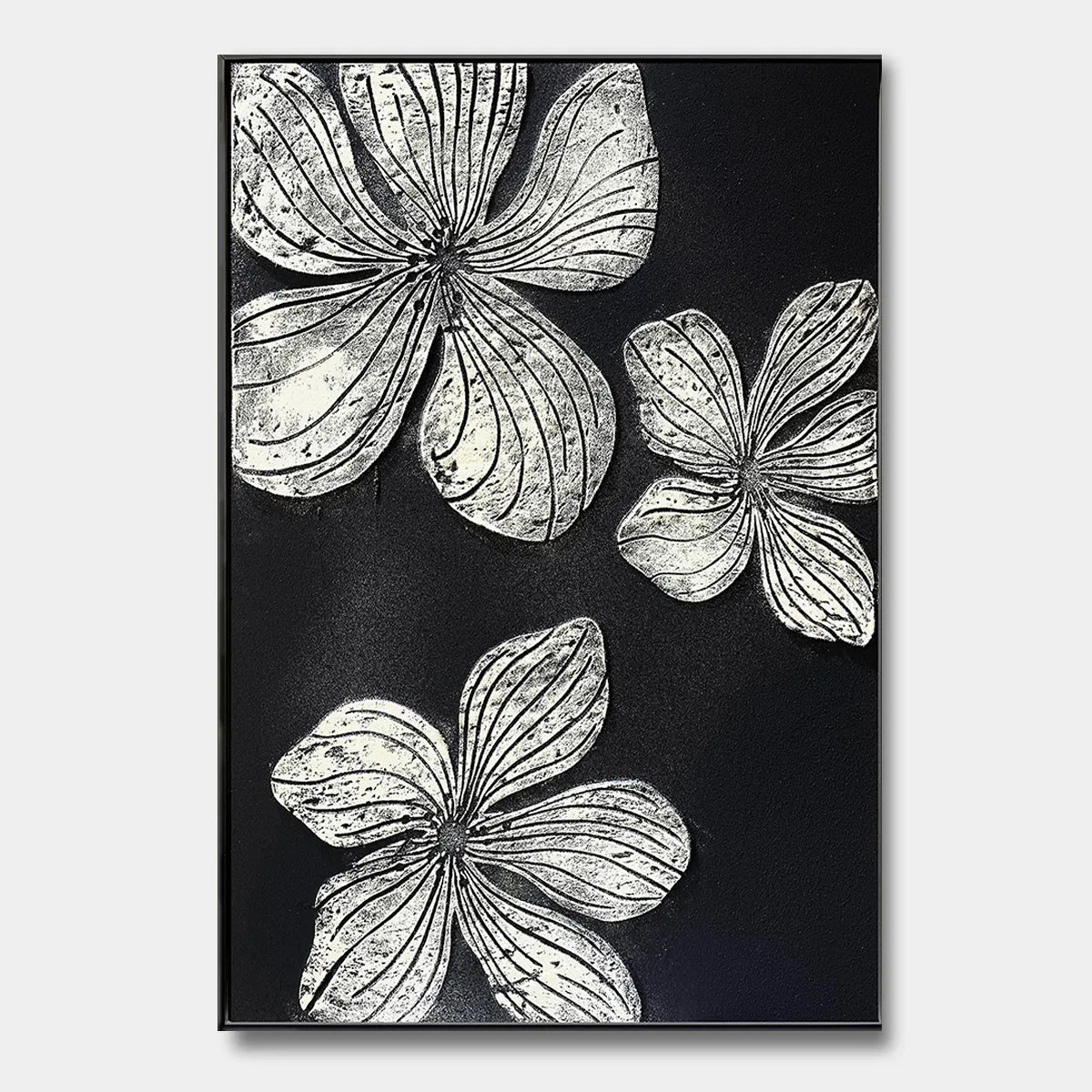 Monochrome Floral Relief Canvas PM#3654