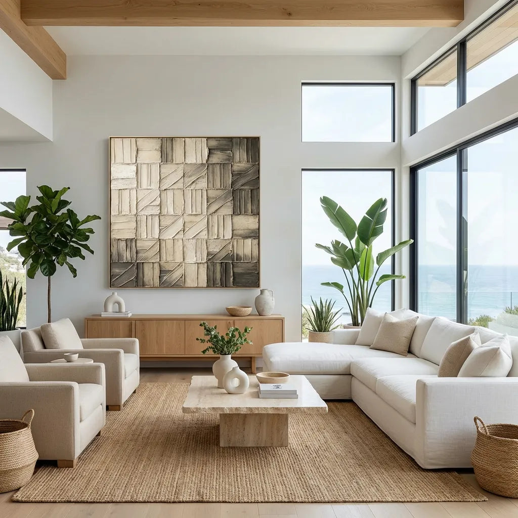 Neutral Geometric Texture Painting AP#0645