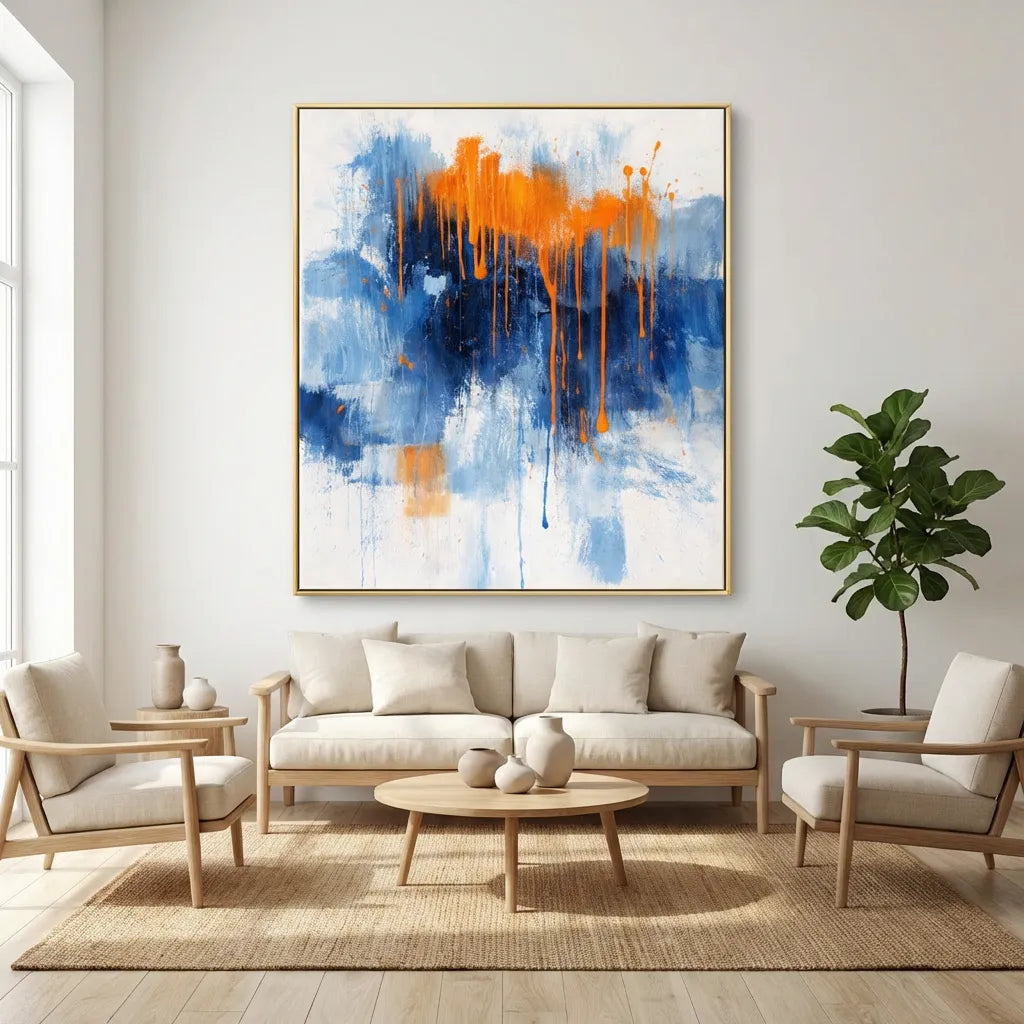 Orange Drip Abstract Painting AP#0601