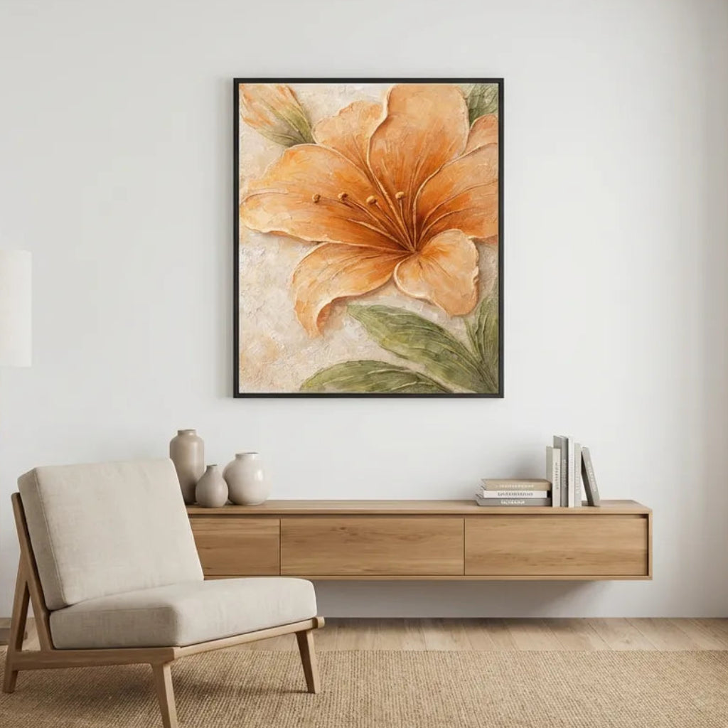 Orange Textured Floral Painting AA#0262
