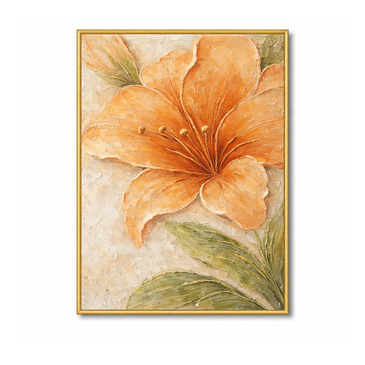 Orange Textured Floral Painting AA#0262