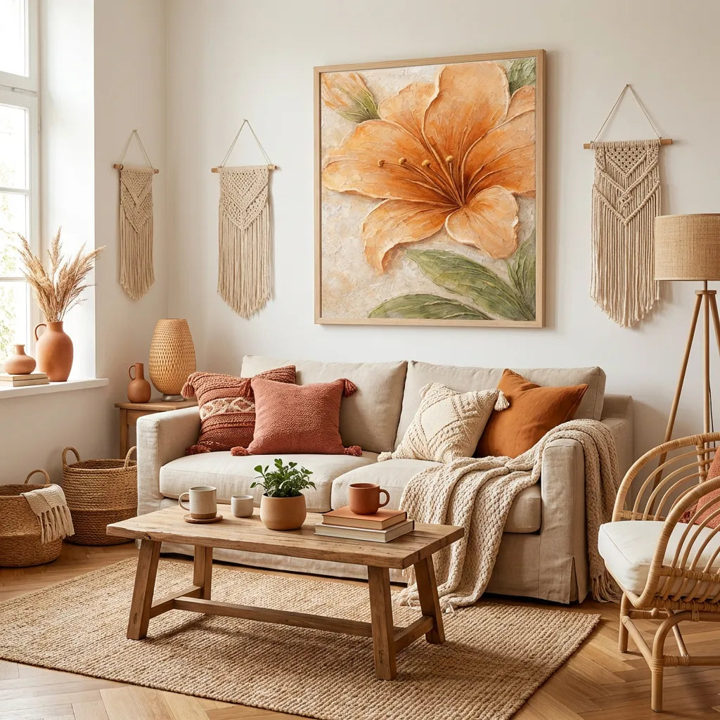 Orange Textured Floral Painting AA#0262