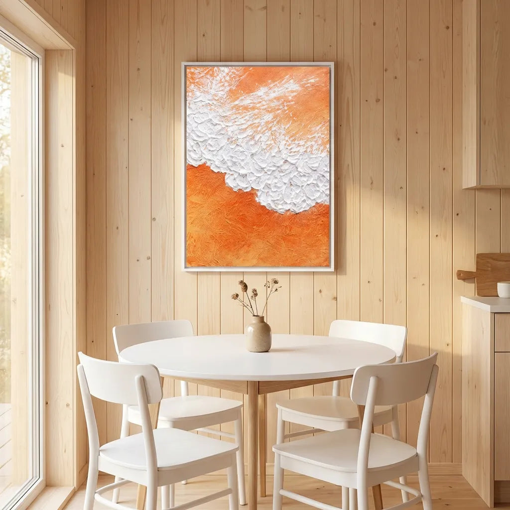 Orange & White Textured Abstract Painting AA#0280