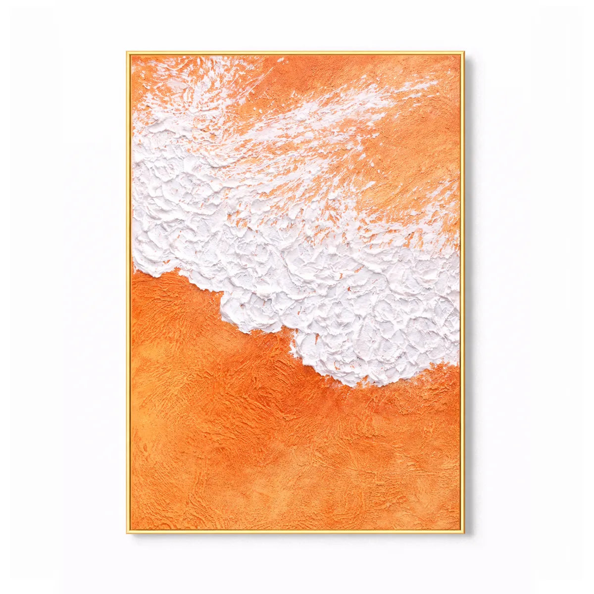 Orange & White Textured Abstract Painting AA#0280