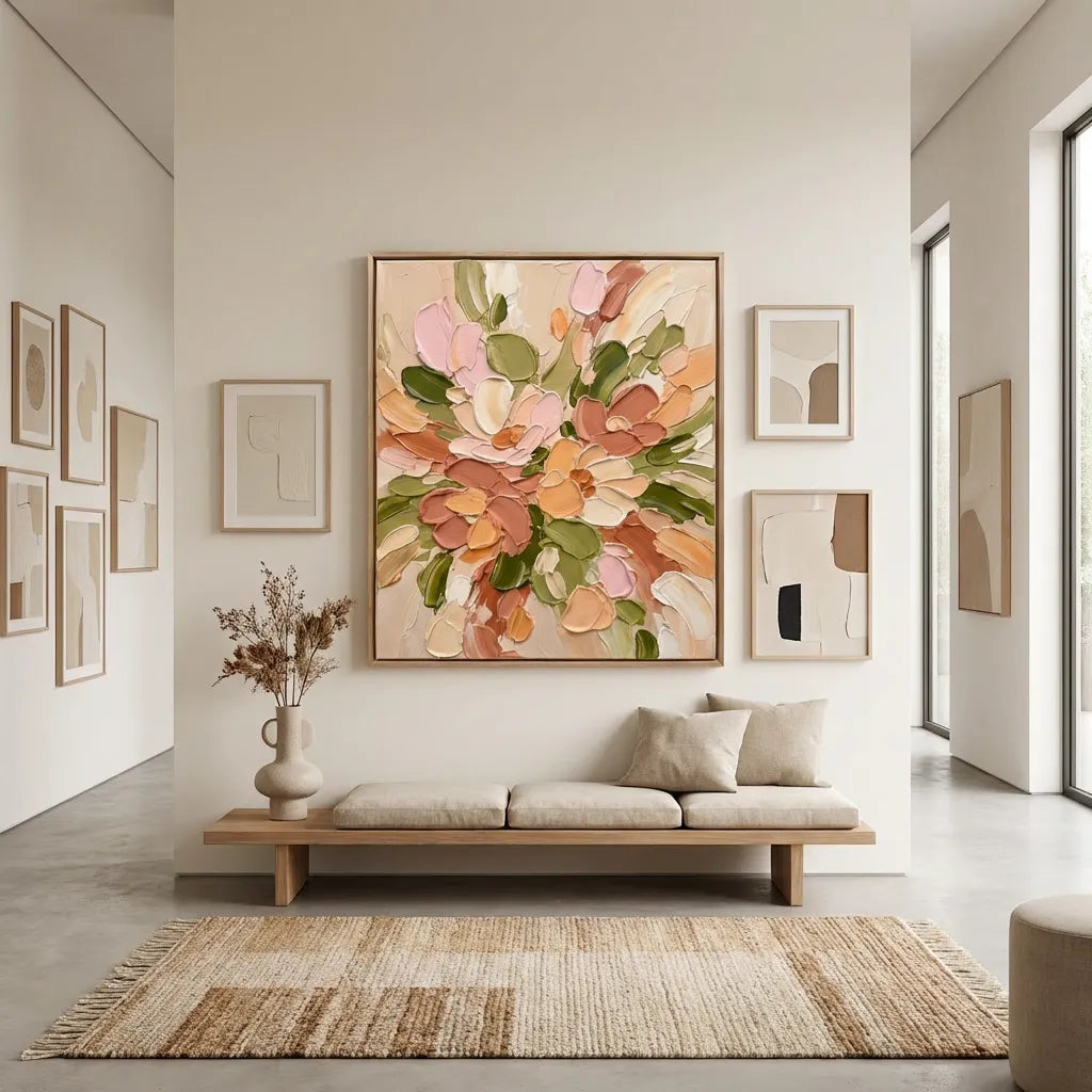 Peach Garden-Blush Floral Texture Painting AP#0655