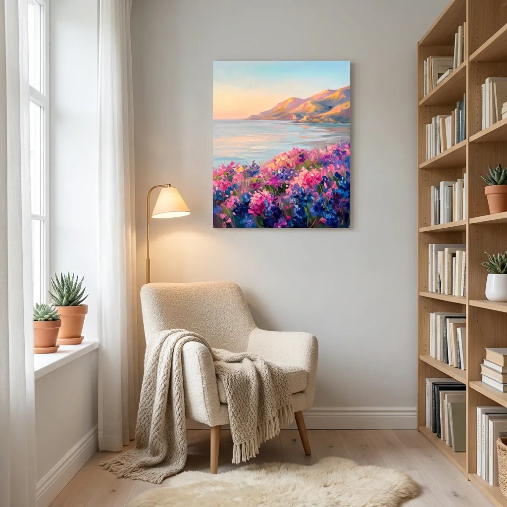 Pink Wildflower Seaside Painting AA#0252