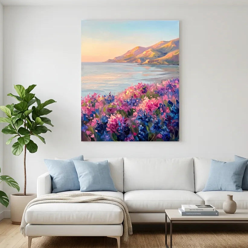 Pink Wildflower Seaside Painting AA#0252