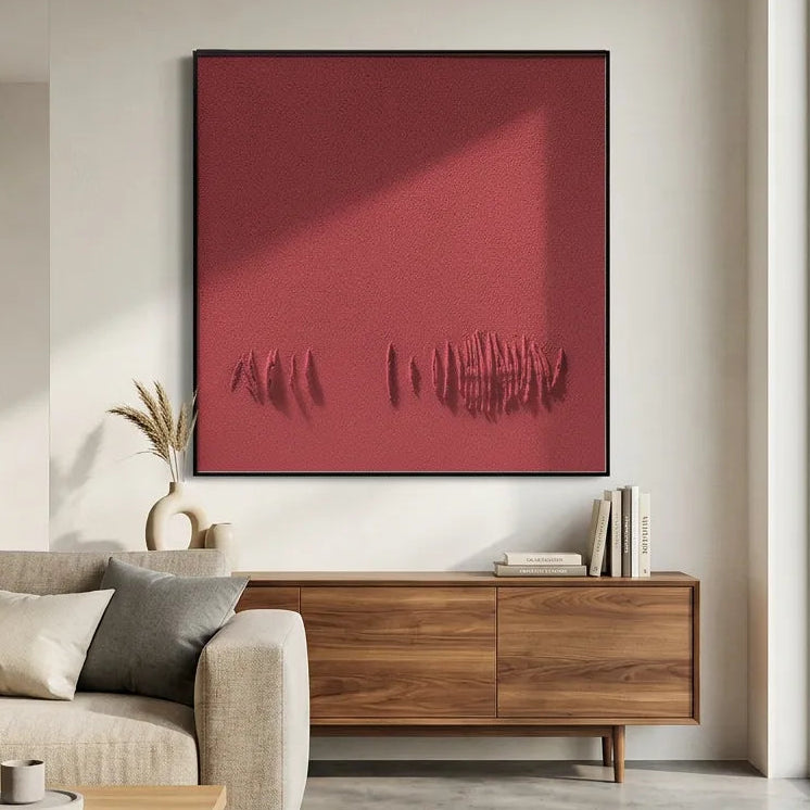 Red Abstract Relief Print for Modern Gallery Wall Decor YY#1506