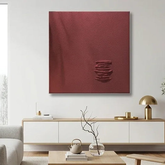 Red Minimalist Relief Print for Modern Luxury Home Office YY#1505