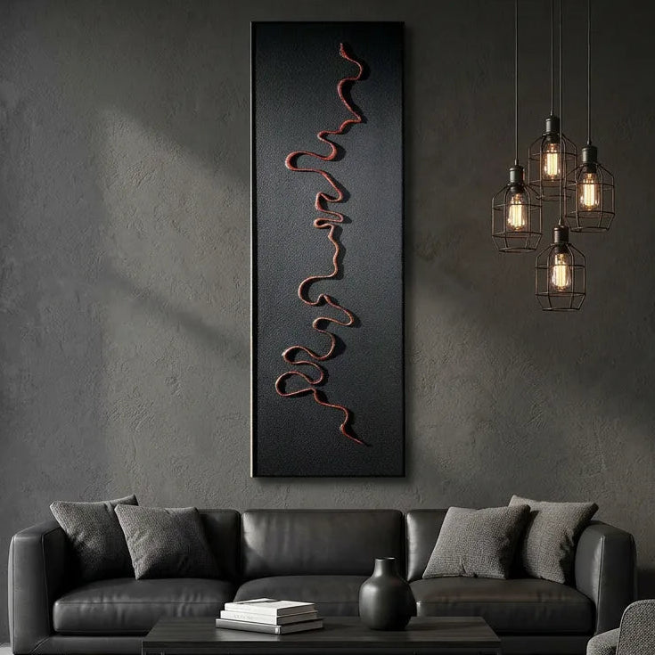 Red Ribbon Relief Print for Modern Minimalist Hallway YY#1513