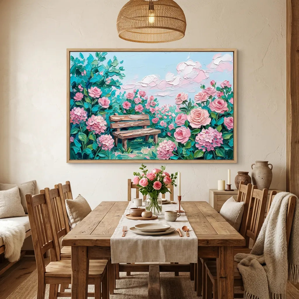 Rose Garden Bench Painting AA#0242