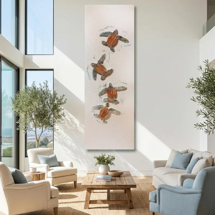 Seascape Baby Turtles Textured Abstract Art PM#3619