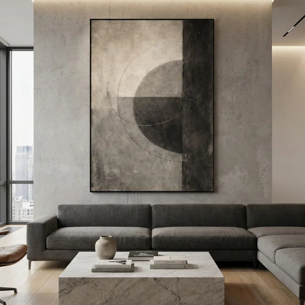 Shadow Circle-Neutral Abstract Painting AP#0613