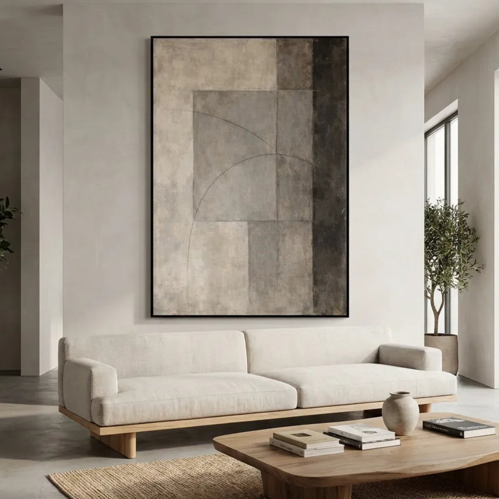 Soft Geometry-Beige Abstract Painting AP#0612