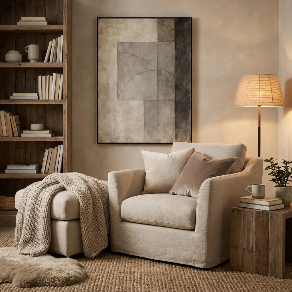 Soft Geometry-Beige Abstract Painting AP#0612