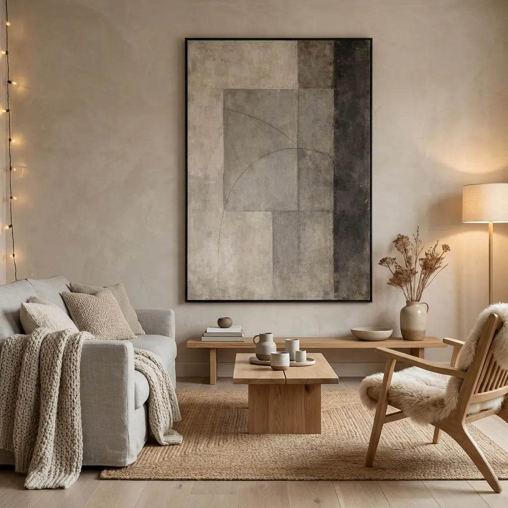 Soft Geometry-Beige Abstract Painting AP#0612