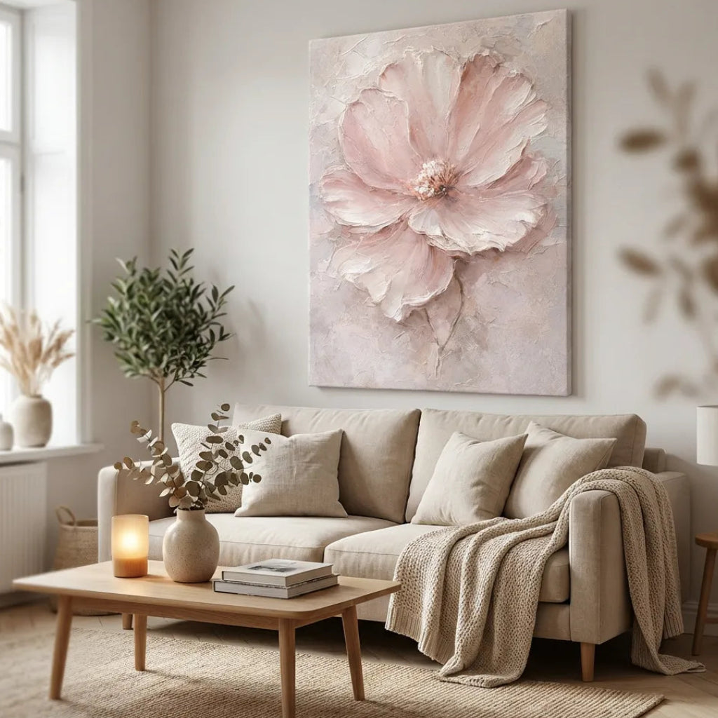 Soft Pink Textured Floral Painting AA#0264