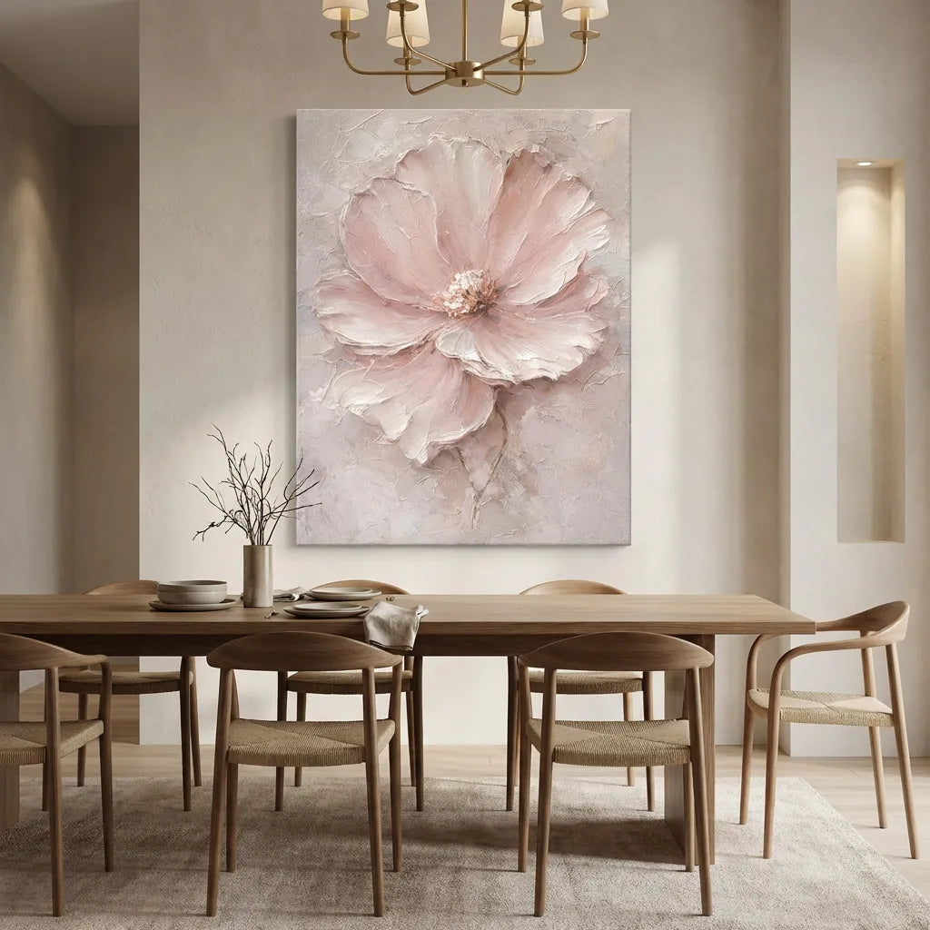 Soft Pink Textured Floral Painting AA#0264