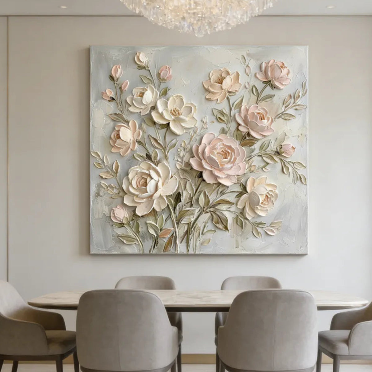 Soft Rose Floral Relief Painting AA#0234