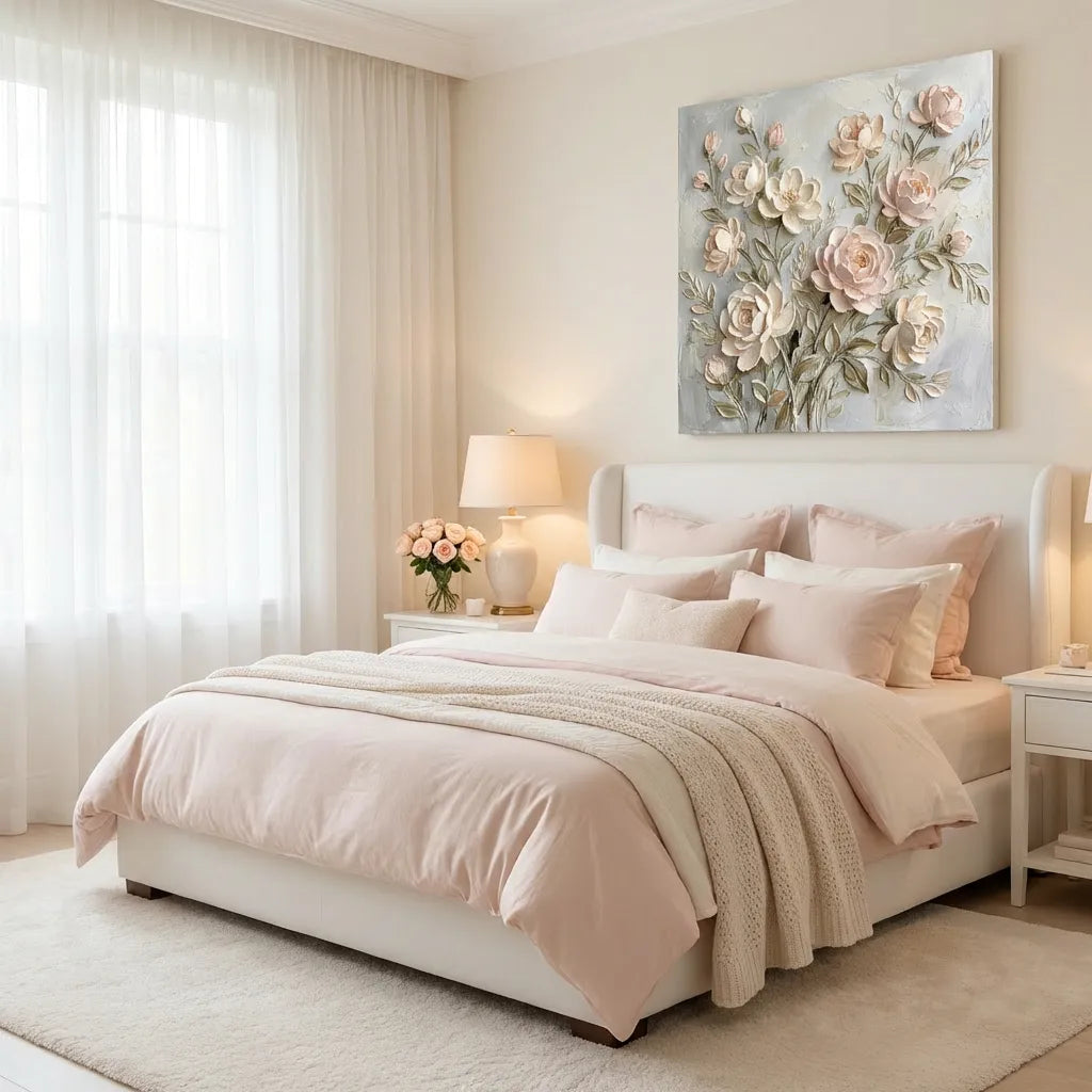 Soft Rose Floral Relief Painting AA#0234