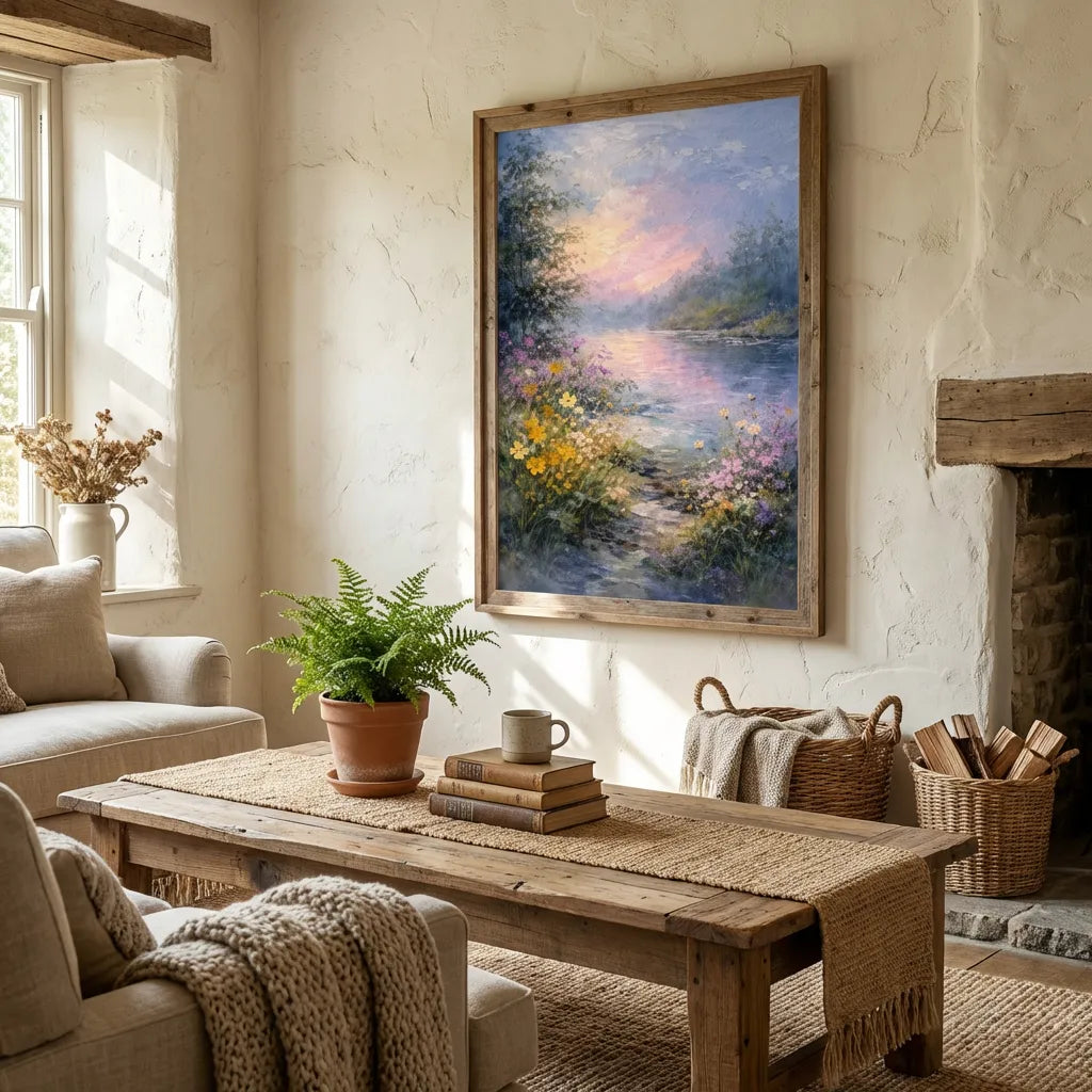 Sunset Lake Landscape Painting AA#0218
