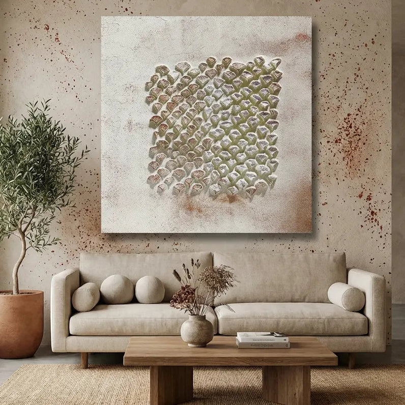 Textured Geometric Relief Painting PM#3695