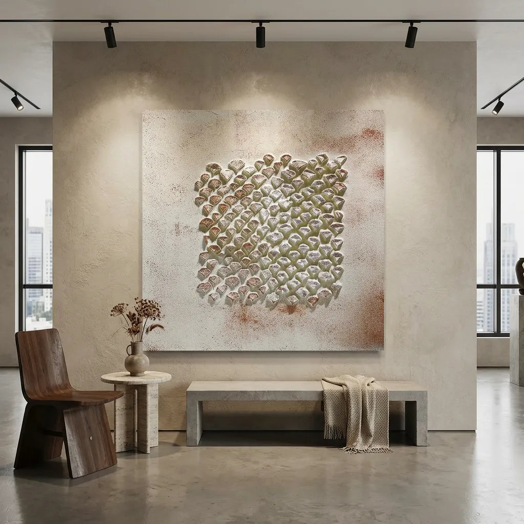 Textured Geometric Relief Painting PM#3695