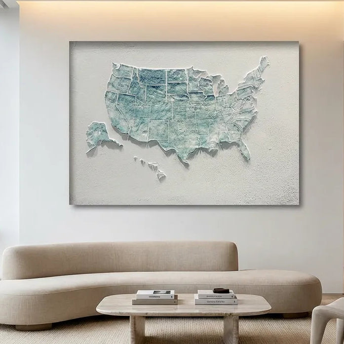 USA Map Textured Relief Art PM#3634
