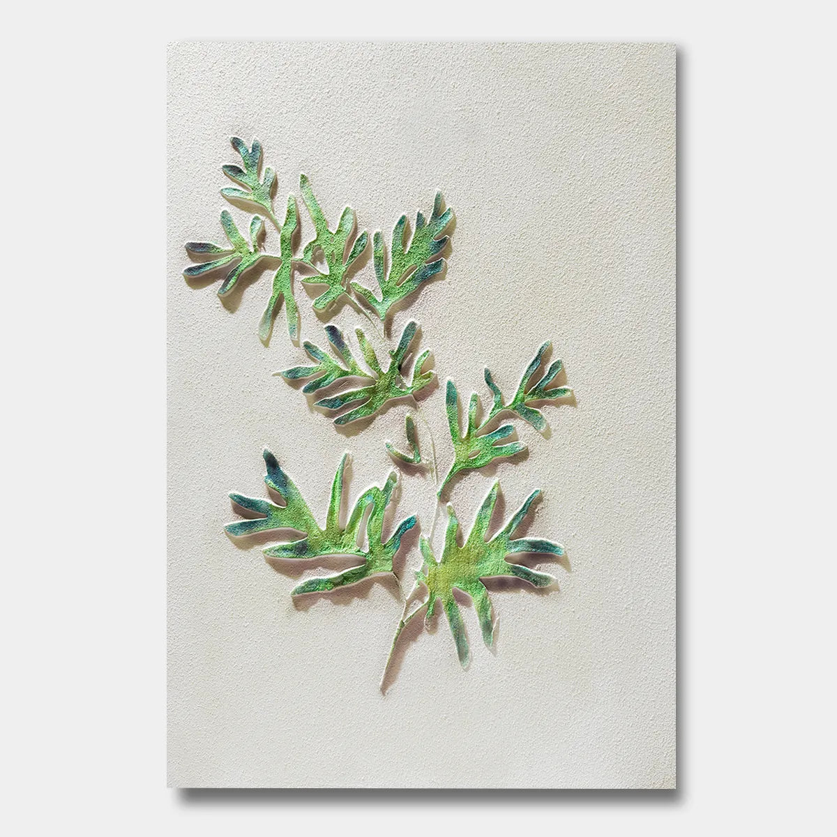 Verdant Leaf Relief Textured Abstract Art PM#3614