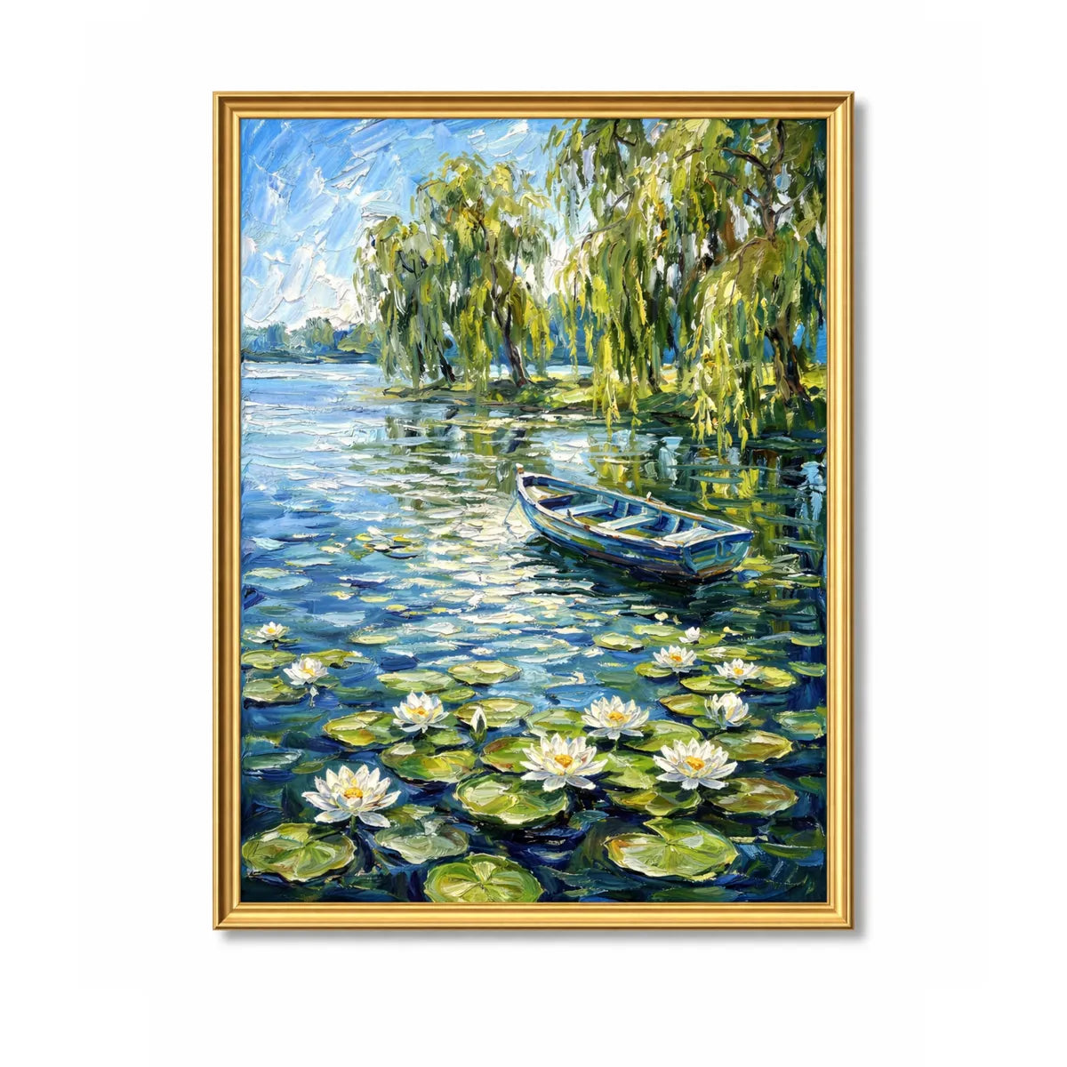 Water Lily Lake Boat Painting AA#0246