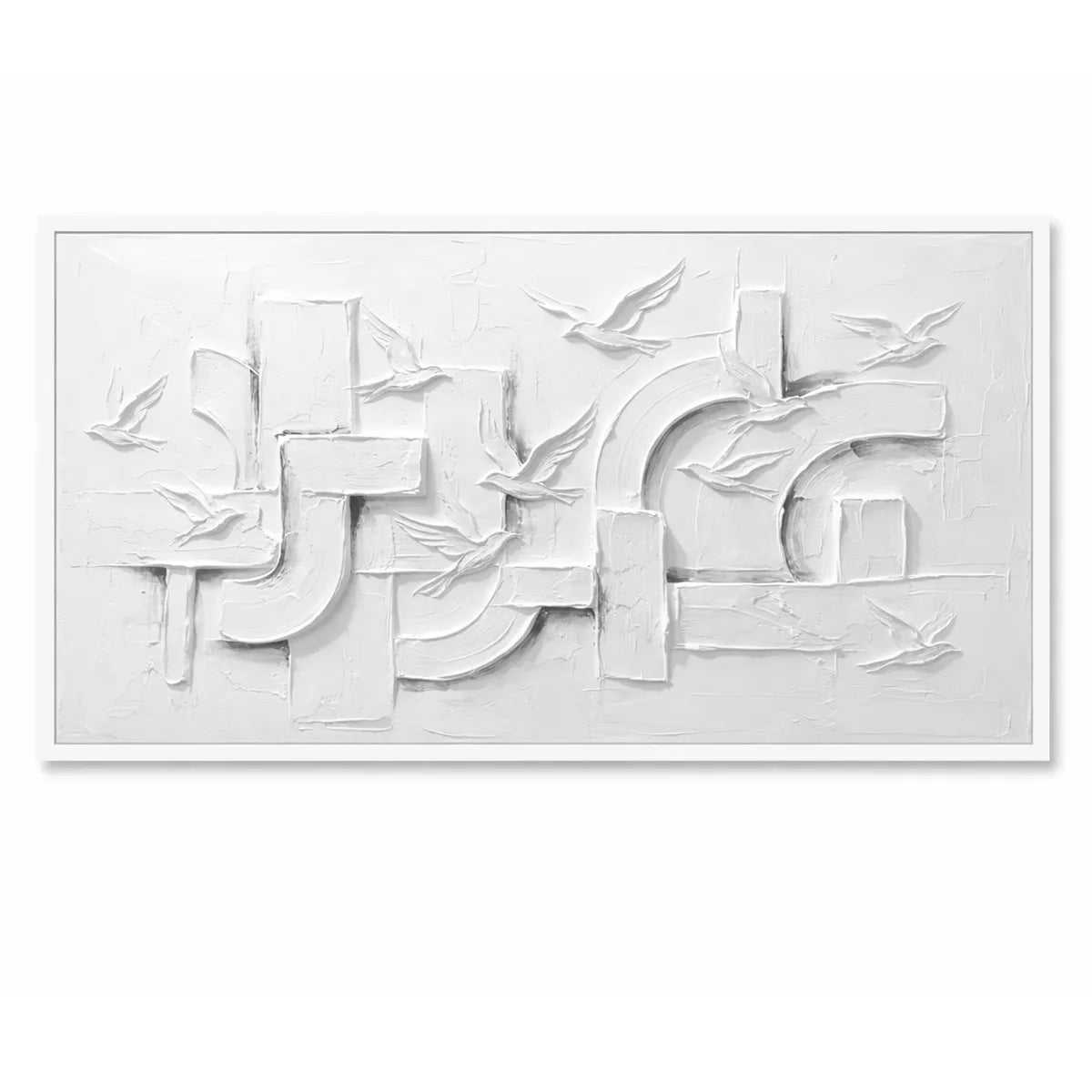 White Abstract Bird Relief Painting AA#0237
