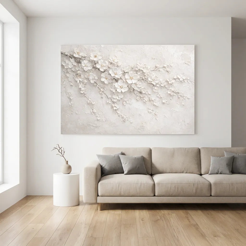White Cherry Blossom Panorama Painting AA#0213