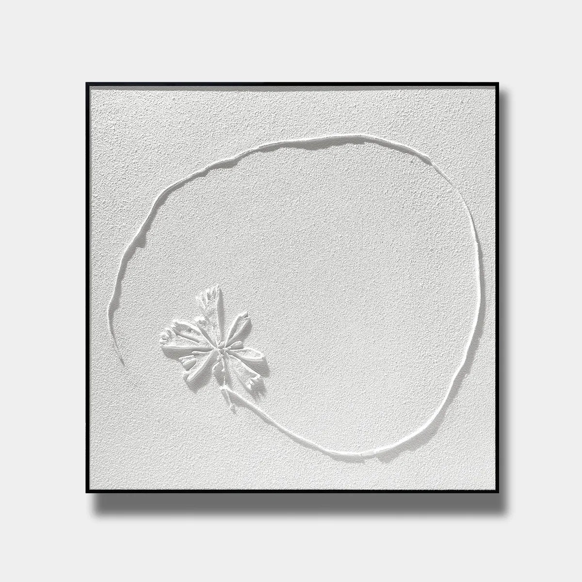 White Floral Relief Print for Zen Minimalist Living Room YY#1535