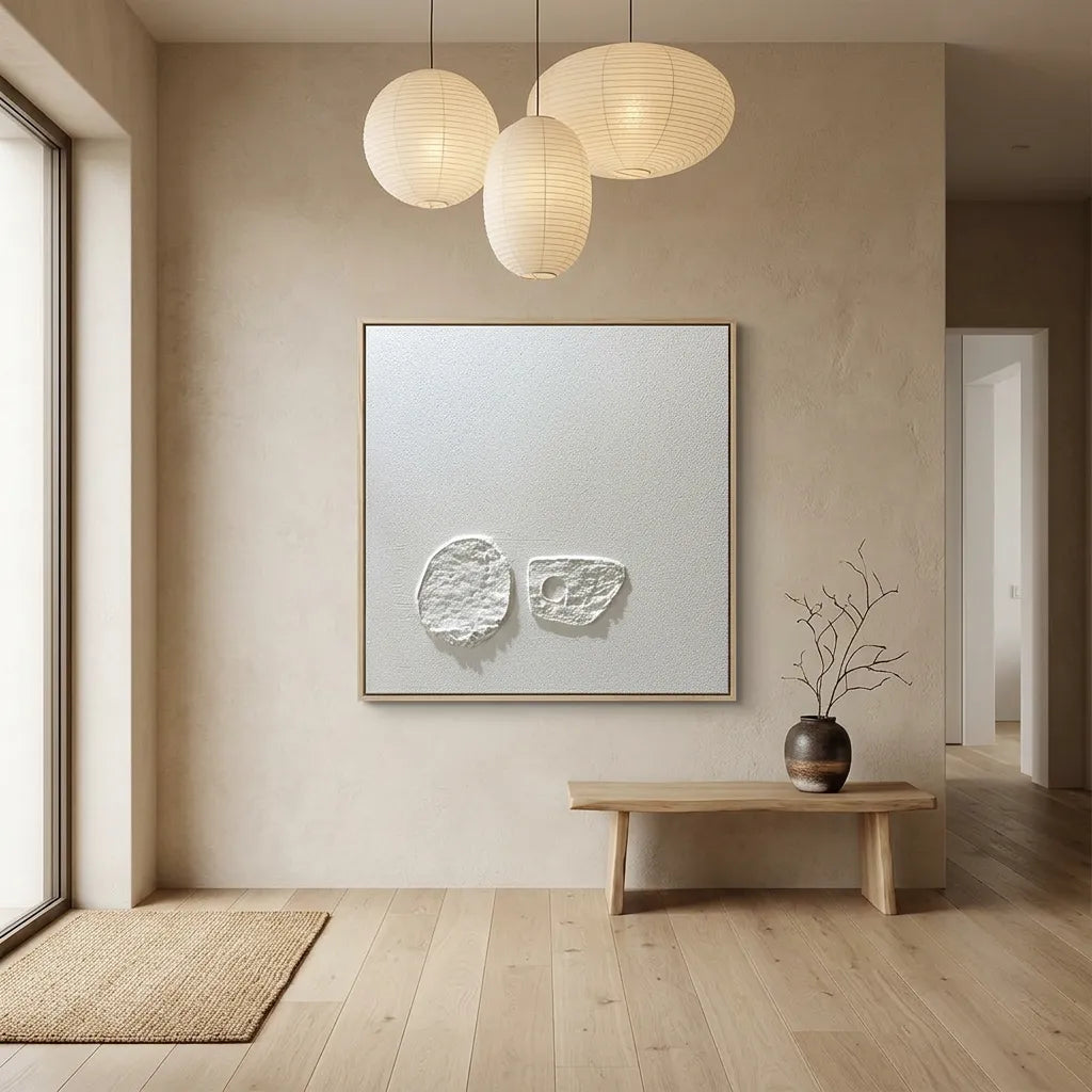 White Fossil Relief Print for Minimalist Living Room YY#1502