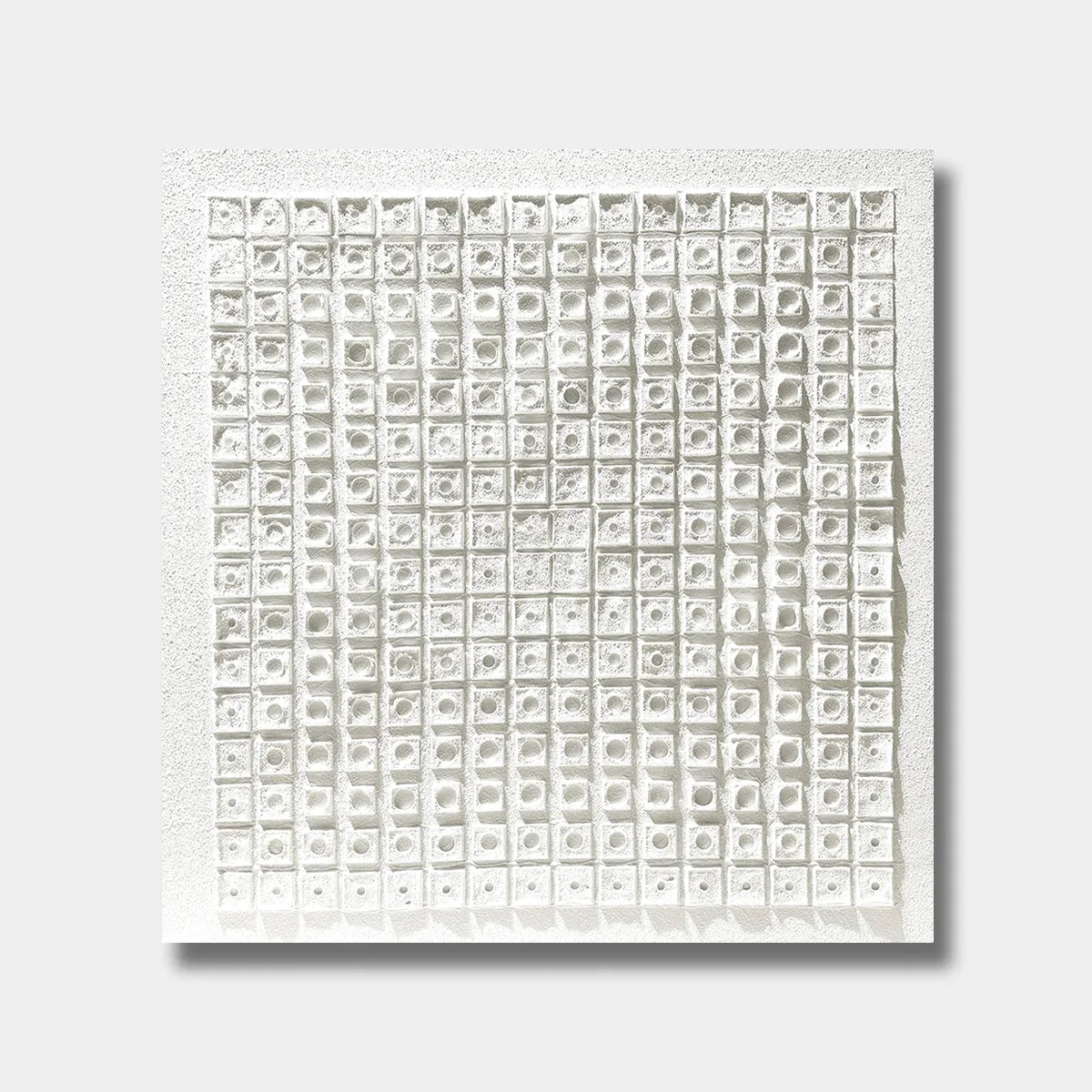 White Geometric Relief Abstract Painting PM#3697
